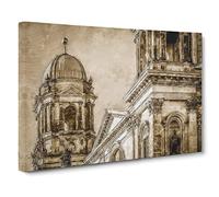 Dom Berlin Cathedral Painting Modern Art Canvas Wall Art Print Ready to Hang, Framed Picture for Living Room Bedroom Home Office Décor, 20x14 Inch (50x35 cm)