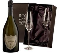 Dom Perignon Brut Vintage Champagne 75cl with 2 Royal Scot Diamante Flutes