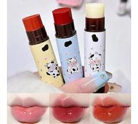 Domality 3Pcs Milk Flavor Lip Balm Set, Orange/Deep Pink/Transparently Lipstick, Long Lasting Hydrating Moisturizing Brightening Nourishing Lip Makeup