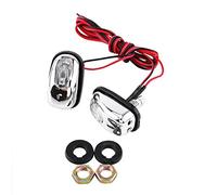 Domary 2 Pcs 12V Vehicle Hood Windshield Spray Nozzle with LED Lights Red Blue White Amber Seven Color Universal Windshield Washer Nozzle for Cars and Trucks Durable ABS Plastic (White Light)