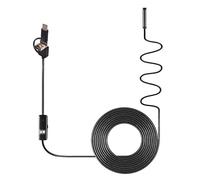Domary 3 IN 1 USB Endoscope Industrial Borescope Inspection Camera with 6 Adjustable LEDs IP67 Type C Micro USB for Smartphones PC Auto Repair Pipeline Inspection (5m)
