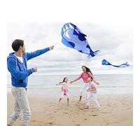 Domary 3D Kite Huge Frameless Soft Parafoil Whale Flying Kite for Beach Stunt Fun Lightweight Durable 190T Polyester Blue White Black Yellow Red 4 Feet Wide 7 Feet Tall (Blue & White)