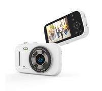 Domary 4K Digital Camera Portable 48MP Video Camera with 16X Zoom 2.8 Inch IPS Screen Built in Flash Rechargeable Battery for Teens Students Kids Christmas Birthday Gift Black White (White)