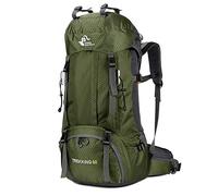 Domary 60L Hiking Backpack Water Durable Camping Backpack with Rain Cover for Outdoor Enthusiasts Polyester Black Green Red Teal Navy Blue 33 X 20 X 68cm (green)