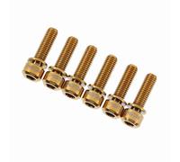 Domary 6Pcs Alloy M5 X 18mm Bike Stem Bolts Screws With Washers Set High Strength Lightweight Corrosion Resistant Durable For Road Bicycle Golden Opt (Gold)