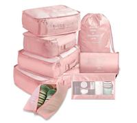 Domary 8 Set Packing Cubes with Water Oxford Cloth and Mesh Bags for Travel