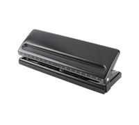 Domary Adjustable Hole Puncher 6 Hole Metal Desktop Paper Puncher For A4 A5 A6 B7 Loose Leaf Binding With Non Slip Base And Chip Drawer (Black)