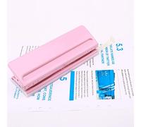 Domary Adjustable Hole Puncher 6 Hole Metal Desktop Paper Puncher For A4 A5 A6 B7 Loose Leaf Binding With Non Slip Base And Chip Drawer (Pink)