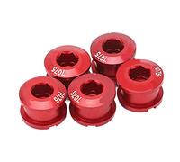 Domary Bicycle Chainring Bolts Ultra Lightweight High Strength Durable Aluminum Alloy Single Bolts for Road Mountain Bikes 5Pcs Set (Red)