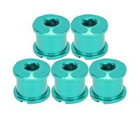 Domary Bicycle Chainwheel Screws 5pcs Double Chainring Crankset Bolt 7075 Aluminum Disc Screws Hex Wrench Hole Design Lightweight Durable for Mountain Bikes Road Bikes (Green)