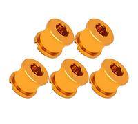 Domary Chainring Bolts Lightweight RustProof Disc Screw Chainwheel CNC Machined Easy Install Bicycle Accessory for Mountain Bike Road Bike Al7075 Aluminum Alloy 5Pcs (Gold)