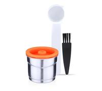 Domary Coffee Capsules, Stainless Steel Reusable Coffee Capsules Spoon Brush Making Accessories Tools for X7.1 Y3.2 (Capsule&Spoon&Brush)