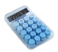 Domary Cute Transparent Desktop Calculator with Large Buttons and Clear Digital Display Simple Basic Mechanical Calculator for Students Office School Supplies Plastic 95 X 150mm (Blue)