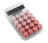 Domary Cute Transparent Desktop Calculator with Large Buttons and Clear Digital Display Simple Basic Mechanical Calculator for Students Office School Supplies Plastic 95 X 150mm (Pink)