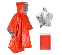 Domary Emergency Raincoat Disposable Poncho Film Windproof Cold Insulation Retain Body Heat Reflective Striking Orange for Outdoor Camping Hiking Survival Kit 101x124cm