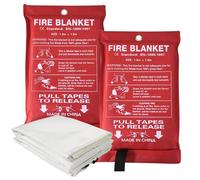 Domary Fire Blankets Emergency Home Kitchen 39x39'' Suppression Blanket Cover Fire Source Isolate Air Fiberglass Safety (2 Pack)