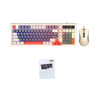 Domary Gaming Keyboard and Mouse Combo RGB Backlit Ergonomic Design 98Key Compact Layout Wired USB Plug and Play for Office Workers Black (Beige Set)