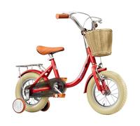 Domary Kids Bikes Beginner Training Bike with Training Wheels Front Rear Brake Removable Basket High Carbon Steel Frame Durable Toddler Bike for Boys Girls Learning to Ride (Red)