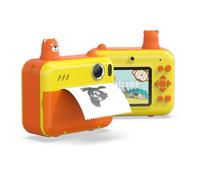 Domary Kids Instant Print Camera 1080P Digital Camera for Children with 2.36 Inch IPS Screen Dual Lens Built in Battery Thermal Printing Paper Neck Strap Birthday Festival Boys and (Yellow)
