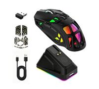 Domary Lightweight Gaming Mouse Wireless Gaming Mouse Portable 3 Mode Wireless BT Wired 12000 DPI 7 Buttons RGB Charging Dock Sensor for PC Laptop Tablet (Black)