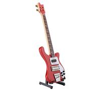 Domary Miniature Bass Guitar Replica with Red Painted Finish and Display | Wooden Model Ornament, 7.9-inch Mini Instrument Prop, Music Room Decor, Gift Case Included