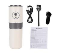 Domary Portable Electric Burr Coffee Grinder Pour Over Coffee Maker Combo Rechargeable Travel Set Stainless Steel Cup Camping Office Outdoors (White)