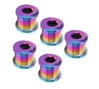 Domary Premium Alloy Bike Chainring Bolts High Strength Rustproof Single Chainring Screws for Small Wheel Bikes Cycling Accessories 6.5mm 5Pcs (Colorful)