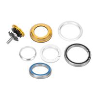 Domary Premium Aluminum Alloy Bicycle Stem Headset Bearing Bowl Group Double Bearing Structure Dustproof Waterproof Design for Road Bike Front Fork 42mm 52mm (Gold)