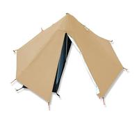 Domary Premium Lightweight Pyramid Teepee Tent for Camping and Backpacking Durable Single Person Hot Tent with Spacious Vestibule Easy Setup for Outdoor Adventures Green Black Khaki (Khaki)
