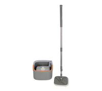 Domary Rotating Mop Bucket Set Self Microfiber Spin Mop Kit with Replacement Pads for Hardwood Tile Floors Gray 8.86 X 8.86 X 53.15 Inches (6 Pads)