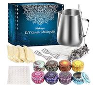 Domary Scented Candle Kit Complete Set with Soy Wax Wicks Mixing Spoon and 8 Reusable Tin Cans Perfect for Beginners and Craft Lovers Beeswax Candle Making Tools White