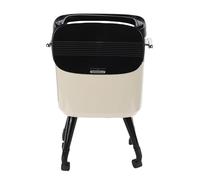 Domary Tall Trash Can with High Legs and Wheels Large Capacity for Kitchen Office Bathroom Slim Design 15L (Cream White)