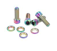 Domary Ti Alloy Disk Brake Screw Washers Set M6 18mm High Precision Threads Firm Connection Rustproof Lightweight Bike Disc Brake Fixing Screw Set for Mountain Road Bicycle Cycli (Colorful)