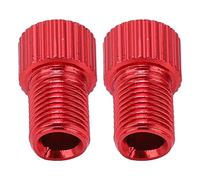 Domary to Schrader Valve Converter Bike Adapter Durable Aluminum Alloy Mountain Bike Pump Connector for Bicycle Tire Inflation 2pcs Set (Red)