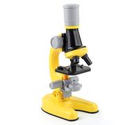 Domary Upgraded Children Microscope Toys Science Experiment Kit with LED Light 100X 400X 1200X Magnification Adjustable Observation Angle for Kids Students Orange Yellow Blue White (Yellow)