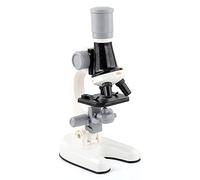 Domary Upgraded Children Microscope Toys Science Experiment Kit with LED Light 100X 400X 1200X Magnification Adjustable Observation Angle for Kids Students Orange Yellow Blue White (White)
