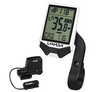 Domary Wireless Bike Computer Cadence Speedometer Multifunctional 2.5 Inch LCD Screen Cycle Computer with Backlight for Cycling Enthusiasts Black White (White)