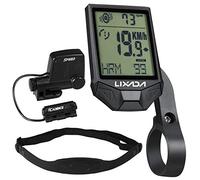 Domary Wireless Computer with Heart Rate Monitor Multifunctional Rainproof Cycle Speedometer Cadence Tracker Large LCD Screen Backlight Design for Cycling Enthusiasts (Black)