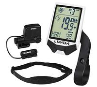 Domary Wireless Computer with Heart Rate Monitor Multifunctional Rainproof Cycle Speedometer Cadence Tracker Large LCD Screen Backlight Design for Cycling Enthusiasts (White)