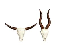 Domasvmd Home Decors Cow Skull Head Wall Art Decors Long Horn Bulls Head Wall Sculpture Decorative Animal Craft For Farmhouses Animal Skull Craft