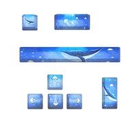 Domasvmd PBT Keycaps 5 Sides Dye-subbed For Spacebar 6.25U Enter Keys Direction Keys OEM Keycap For Mechanical Keyboard Gaming Keyboard Keycaps Cute For Girls Kid Fun Blue Whale Dolphin