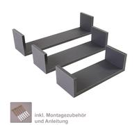 Domax 3-Piece Floating Wall Shelf Set, Wall-Mounted, Wood Look, 3 Compartments
