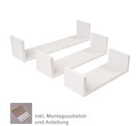 Domax 3-Piece Floating Wall Shelf Set, Wall-Mounted, Wood Look, 3 Compartments
