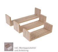 Domax 3-Piece Floating Wall Shelf Set, Wall-Mounted, Wood Look, 3 Compartments
