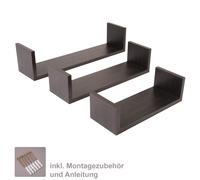 Domax 3-Piece Floating Wall Shelf Set, Wall-Mounted, Wood Look, 3 Compartments