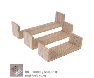 Domax 3-Piece Floating Wall Shelf Set, Wall-Mounted, Wood Look, 3 Compartments