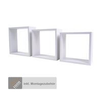 Domax 3-Piece Floating Wall Shelf Set Wooden Look Square Wall-Mounted Rack