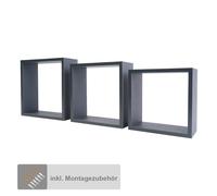 Domax 3-Piece Floating Wall Shelf Set Wooden Look Square Wall-Mounted Rack