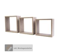 Domax 3-Piece Floating Wall Shelf Set Wooden Look Square Wall-Mounted Rack
