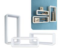 Domax 3 Tier Floating Wall Shelf Set Wall Mountable Wooden Wall Board White